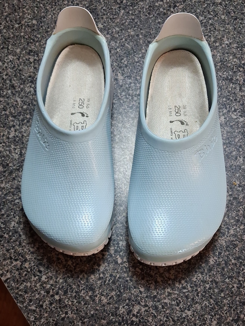 Woman Birkis Slip-On Clogs in Light Blue Size 8